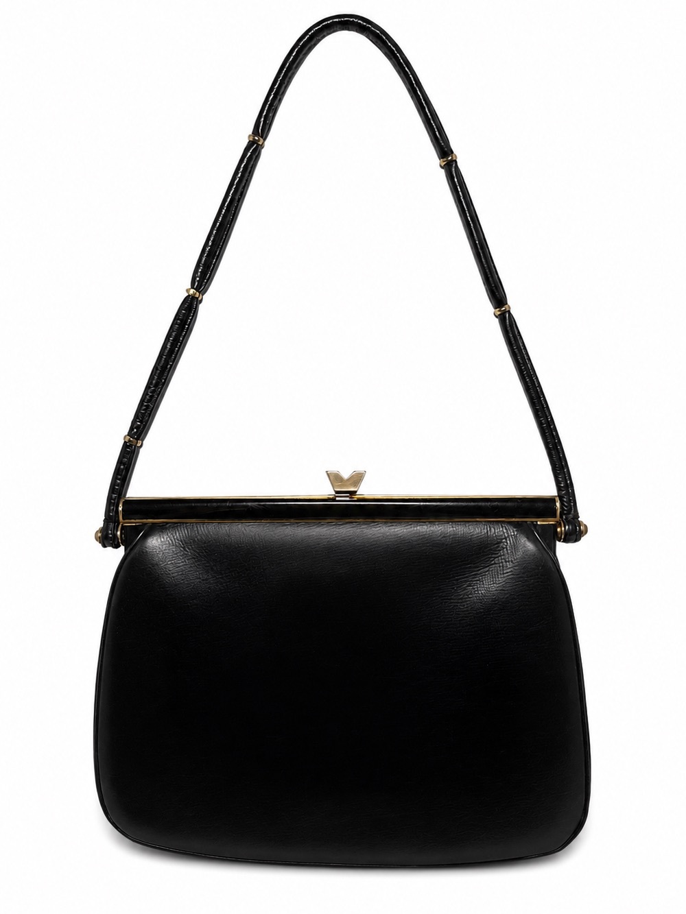 Vintage Dofan Paris Black Leather Frame Handbag Made in France Purse